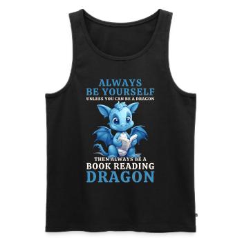« Sois toujours toi-même » - Livres de lecture Blue Dragon - Débardeur bio Premium Homme - noir - Devant - Michal (187cm)