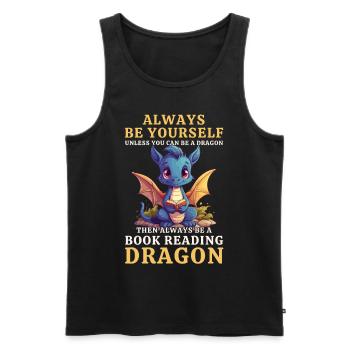« Sois toujours toi-même » - Livres de lecture Blue Dragon - Débardeur bio Premium Homme - noir - Devant - Michal (187cm)