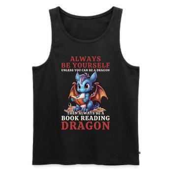 « Sois toujours toi-même » - Livres de lecture Blue Dragon - Débardeur bio Premium Homme - noir - Devant - Michal (187cm)