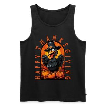 Truthahn Happy Thanksgiving - Männer Premium Bio Tank Top - Schwarz - Vorne - Michal (187cm)