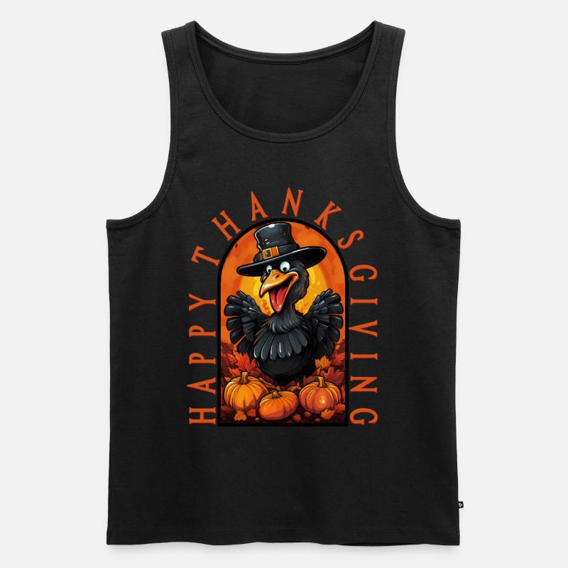 Truthahn Happy Thanksgiving - Männer Premium Bio Tank Top - Schwarz