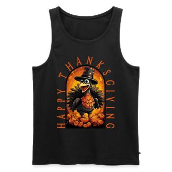 Truthahn Happy Thanksgiving - Männer Premium Bio Tank Top - Schwarz - Vorne - Michal (187cm)
