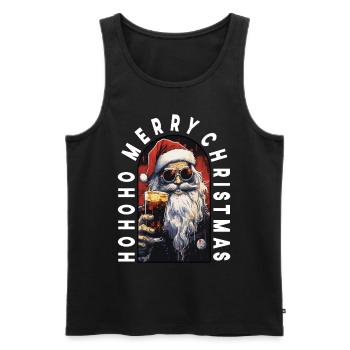 HO HO HO Santa Claus Santa Claus Drinks Alcohol - Men's Premium Organic Tank Top - black - Front - AI Model Male 178 light (178cm)