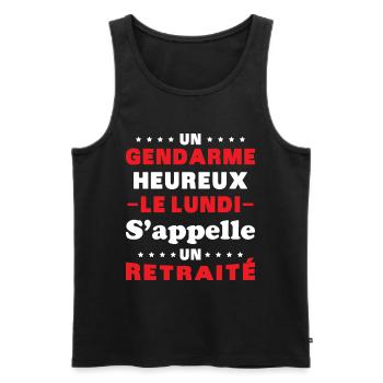 Un gendarme heureux le lundi s appelle un retraité - Débardeur bio Premium Homme - noir - Devant - Michal (187cm)