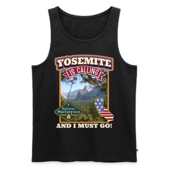 Parc national de Yosemite, rétro vintage, Californie - Débardeur bio Premium Homme - noir - Devant - AI Model Male 178 light (178cm)