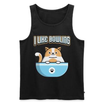 Sports, Bowling, Skittles, Cat, Funny Saying Pun - Men's Premium Organic Tank Top - black - Front - AI Model Male 178 light (178cm)