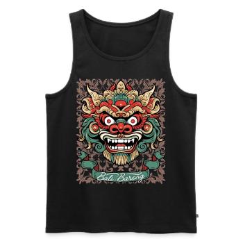 Asia Mask, Indonesian Barong Deity, Bali - Men's Premium Organic Tank Top - black - Front - AI Model Male 178 light (178cm)