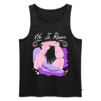 Jesus Christ Resurrection Easter Saying - Men's Premium Organic Tank Top - black - Front - AI Model Male 178 light (178cm)