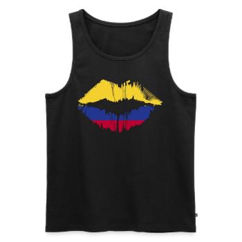 Latin American Country Colombia Flag Colombian Lip - Männer Premium Bio Tank Top - Schwarz - Vorne - Michal (187cm)