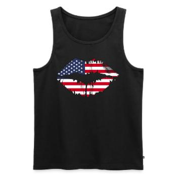 Patriotic Lips US American Country Flag Kiss Lip - Männer Premium Bio Tank Top - Schwarz - Vorne - Michal (187cm)