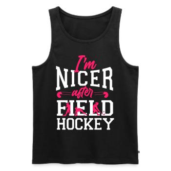 Field Hockey I'm Nicer After Field - Männer Premium Bio Tank Top - Schwarz - Vorne - AI Model Male 178 light (178cm)