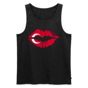 Turkey Flag Lips Turkish Country Flag Kiss Lip - Männer Premium Bio Tank Top - Schwarz - Vorne - Michal (187cm)