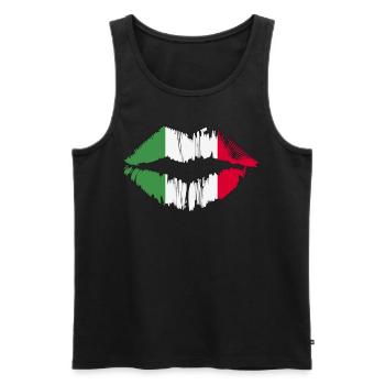 Italy Country Flag Italian Pride Italia Kiss Lips - Männer Premium Bio Tank Top - Schwarz - Vorne - Michal (187cm)