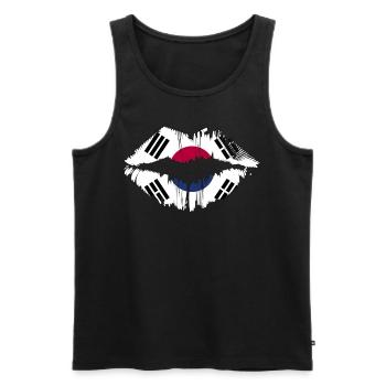 South Korea Flag Korean Country Kiss Lips - Männer Premium Bio Tank Top - Schwarz - Vorne - Michal (187cm)