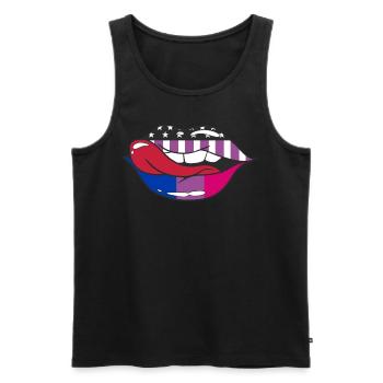 LGBTQ Pride Patriotic US Flag Tongue Bisexual Flag - Männer Premium Bio Tank Top - Schwarz - Vorne - Michal (187cm)
