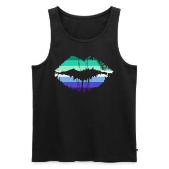 LGBTQ Gay Men Pride Flag Lips - Männer Premium Bio Tank Top - Schwarz - Vorne - Michal (187cm)