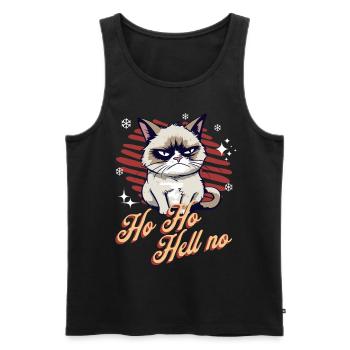 Angry Cat Xmas Sarcastic Funny Cat Meme - Men's Premium Organic Tank Top - black - Front - AI Model Male 178 light (178cm)