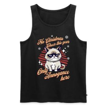 Angry Cat Xmas Sarcastic Funny Cat Meme - Men's Premium Organic Tank Top - black - Front - AI Model Male 178 light (178cm)