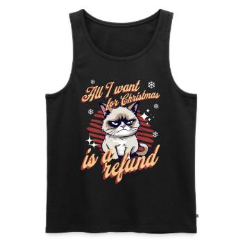 Angry Cat Xmas Sarcastic Funny Cat Meme - Men's Premium Organic Tank Top - black - Front - AI Model Male 178 light (178cm)