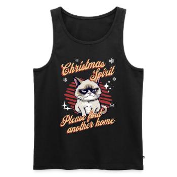 Angry Cat Xmas Sarcastic Funny Cat Meme - Men's Premium Organic Tank Top - black - Front - AI Model Male 178 light (178cm)