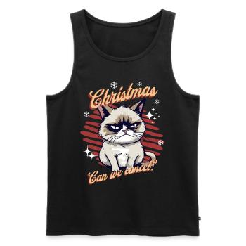 Angry Cat Xmas Sarcastic Funny Cat Meme - Men's Premium Organic Tank Top - black - Front - AI Model Male 178 light (178cm)