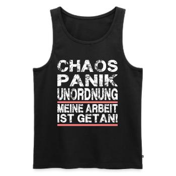 Chaos Panik Unordnung Meine Arbeit Ist Getan - Männer Premium Bio Tank Top - Schwarz - Vorne - Michal (187cm)