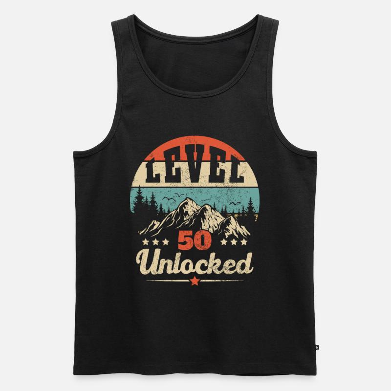 Level 50 freigeschaltet - Männer Premium Bio Tank Top - Schwarz