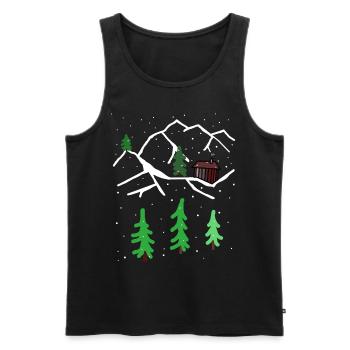 Winter Mountain Hut Solitude Christmas Snow - Men's Premium Organic Tank Top - black - Front - AI Model Male 178 light (178cm)