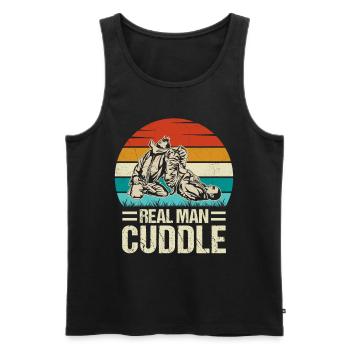Real Man Cuddle Jiu-Jitsu - Männer Premium Bio Tank Top - Schwarz - Vorne - Michal (187cm)