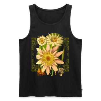 Illustration Art Nouveau Fleur de Lotus Vintage Nénuphar - Débardeur bio Premium Homme - noir - Devant - Michal (187cm)