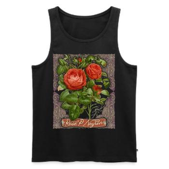 Botanical rose, vintage illustration Paul Neyron - Men's Premium Organic Tank Top - black - Front - Michal (187cm)