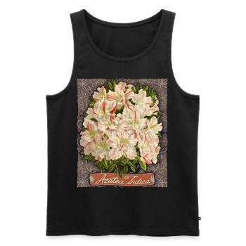 Azalée Indica, fleurs botaniques vintage, azalée - Débardeur bio Premium Homme - noir - Devant - AI Model Male 178 light (178cm)