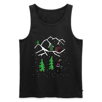 Hiver Montagne Forêt Troll Randonnée Chalet D’hiver - Débardeur bio Premium Homme - noir - Devant - Michal (187cm)
