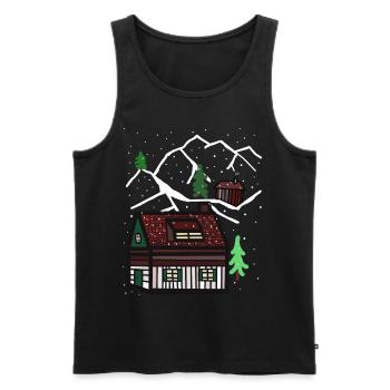 Winter Christmas Tyrol Alps Alm Snow Xmas Nature - Men's Premium Organic Tank Top - black - Front - AI Model Male 178 light (178cm)