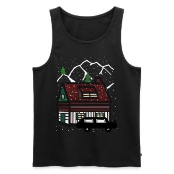 winter, holiday, mountain, house, car, snow, christmas - Men's Premium Organic Tank Top - black - Front - Michal (187cm)