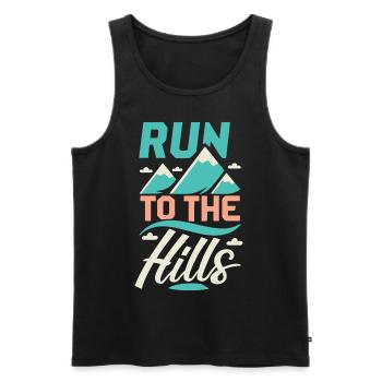 Run to the Hills Saying Runner Runner Jogger - Men's Premium Organic Tank Top - black - Front - AI Model Male 178 light (178cm)