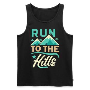 Run to the Hills Läufer Runner Jogger - Débardeur bio Premium Homme - noir - Devant - AI Model Male 178 light (178cm)