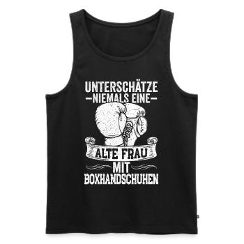 Unterschätze niemals eine alte Frau mit - Männer Premium Bio Tank Top - Schwarz - Vorne - AI Model Male 178 light (178cm)