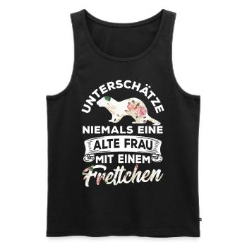 Unterschätze niemals eine alte Frau mit Frettchen - Männer Premium Bio Tank Top - Schwarz - Vorne - AI Model Male 178 light (178cm)