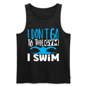 Schwimmer Ich gehe nicht ins Fitnessstudio Ich - Männer Premium Bio Tank Top - Schwarz - Vorne - Michal (187cm)