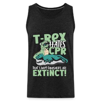 T-Rex hasst HLW Deshalb sind Dinosaurier - Männer Premium Bio Tank Top - Anthrazit - Vorne - Alexander (188cm)