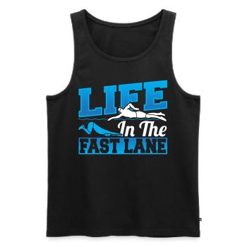 Swimmer Life In The Fast Lane Swimming - Men's Premium Organic Tank Top - black - Front - Michal (187cm)