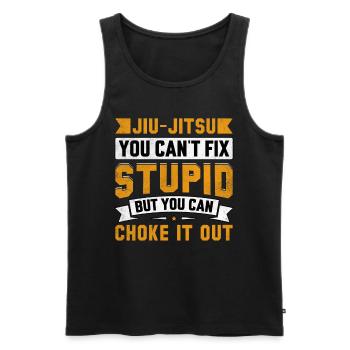 Jiu-Jitsu you can't fix stupid but you can choke - Männer Premium Bio Tank Top - Schwarz - Vorne - Michal (187cm)