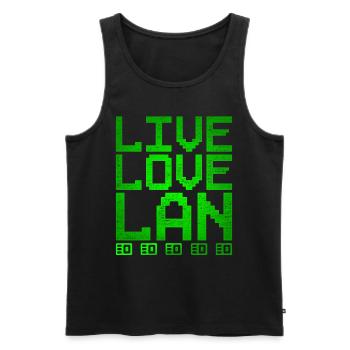 Administrateur réseau Live Love Lan - Débardeur bio Premium Homme - noir - Devant - AI Model Male 178 light (178cm)