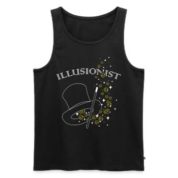 Illusionniste, Chapeau de sorcier, Trickster, Magicien amateur - Débardeur bio Premium Homme - noir - Devant - AI Model Male 178 light (178cm)