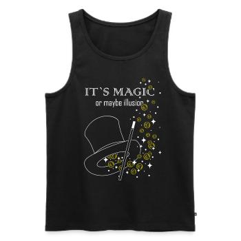 Illusionniste Tour de magie Chapeau de sorcier Magicien - Débardeur bio Premium Homme - noir - Devant - AI Model Male 178 light (178cm)