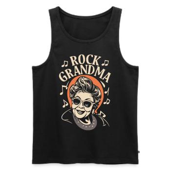 Rock Grand-mère Grand-mère Grand-mère Mamie mélomane - Débardeur bio Premium Homme - noir - Devant - AI Model Male 178 light (178cm)