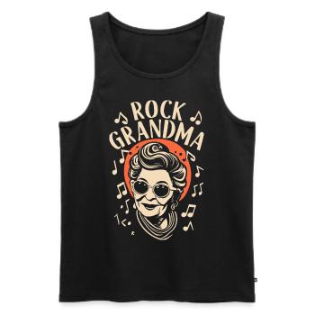 Rock Grand-mère Grand-mère Grand-mère Mamie mélomane - Débardeur bio Premium Homme - noir - Devant - AI Model Male 178 light (178cm)