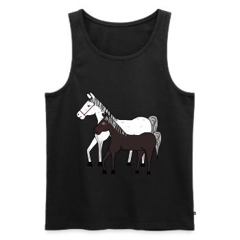 Chevaux, Cheval, Poney, Cheval Fou, Enfants, Poney Ferme, Équitation - Débardeur bio Premium Homme - noir - Devant - AI Model Male 178 light (178cm)