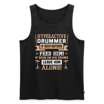 Batteur dans un groupe | Batteur, Musicien - Débardeur bio Premium Homme - noir - Devant - AI Model Male 178 light (178cm)